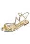 Imagem de Rasteirinha Rosa Chic Calçados Sandália Feminina Flat Trança Strass Brilho Dourado