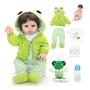 Imagem de Reborn de Silicone Realista Brastoy Original Boneca Pode Dar Banho Kit Conjunto de Roupa Chupeta Mamadeira e Pelúcia