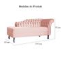 Imagem de Recamier Decorativo Divã Styllus Lado Esquerdo Veludo Rosa Pés Madeira Ms Decor