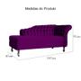 Imagem de Recamier Decorativo Divã Styllus Lado Esquerdo Veludo Roxo Pés Madeira Mz Decor