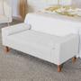Imagem de Recamier Divã Félix Baú 90 cm Estofado Luiz XV Sofá Sintético Branco Para Sala de Estar Consultório Quarto Recepção Escritório - AM Decor