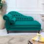 Imagem de Recamier Divã Namoradeira Larissa 150cm Direito de Quem Senta Suede Azul Turquesa - DL DECOR