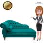 Imagem de Recamier Divã Namoradeira Larissa 150cm Direito de Quem Senta Suede Azul Turquesa - DL DECOR