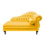 Imagem de Recamier Divã Namoradeira Larissa Esquerdo Quem Senta 150cm e 2 Puffs Retrô Suede Amarelo - DL DECOR