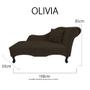 Imagem de Recamier Divã Sofá Estofado Direito De Quem Senta Olivia Suede Marrom - DL Decor