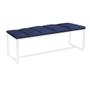 Imagem de Recamier Industrial Carla 160cm Queen Size Quarto Box Cama Ferro Branco material sintético Azul Marinho - Ahz Móveis