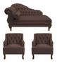 Imagem de Recamier Larissa 150 cm e 2 Poltronas Genesis Suede Marrom - LM DECOR