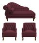 Imagem de Recamier Larissa 150 cm e 2 Poltronas Genesis Suede Vermelho Bordo - LM DECOR