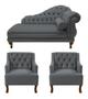 Imagem de Recamier Larissa 160 cm Esquerdo de quem senta e 2 Poltronas Genesis Suede Cinza - LM DECOR