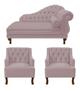 Imagem de Recamier Larissa 160 cm Esquerdo de quem senta e 2 Poltronas Genesis Veludo Rose - LM DECOR