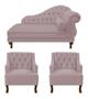 Imagem de Recamier Larissa 185 cm Esquerdo de quem senta e 2 Poltronas Genesis Suede Rose - DL Decor