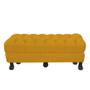 Imagem de Recamier Luis Xv Capitonê Retrô 140cm Suede Amarelo Pés Madeira Ms Decor