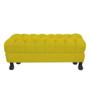 Imagem de Recamier Luis Xv Capitonê Retrô 140cm Suede Amarelo Pés Madeira Mz Decor