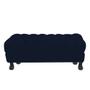 Imagem de Recamier Luis Xv Capitonê Retrô 160cm Suede Azul Marinho Pés Madeira Mz Decor