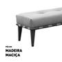 Imagem de Recamier Puff Decorativo Madeira Maciça Luxo Linho Bege - Zahav Estofados