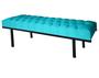 Imagem de Recamier Queen Azul Turquesa Suede Liso Base De Metal Preto Barrow Vintage