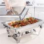 Imagem de Rechaud Inox 9 Litros 1/2 Panelas Banho Maria 2 Cubas Buffet