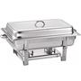 Imagem de Rechaud Retangular 9 Litros 2 Cubas Inox Tampa Removivel