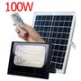 Imagem de Refletor Energia Solar 100w Kit 2 Und Led luminaria Sensor controle remoto Bateria