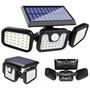 Imagem de Refletor Placa Solar 3 em 1, São 3 cabeças 82 LEDs Sensor prova dágua Interno e Externo Cor Branco F