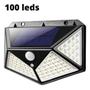 Imagem de Refletor Solar 100 Leds Com Placa Solar Parede Jardim