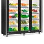 Imagem de Refrigerador Vertical Auto Serviço Hortifruti GEAS-3 PR - 1200 litros Preto com Led Frost Free 3 Portas - Gelopar