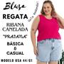 Imagem de Regata Canelada Alça Larga Básica Gola Redonda Moda Primavera  Verão Plus Size 50622A