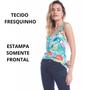 Imagem de Regata Estampada Floral Fresquinha Básica Moda Verão Blusa Colorida Alcinhas Cruzadas nas Costas