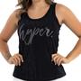 Imagem de Regata Feminina Aplique Brilhoso e Estampa Hyper Moda Primavera Verão Slim Over 31724A