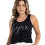 Imagem de Regata Feminina Aplique Brilhoso e Estampa Hyper Moda Primavera Verão Slim Over 31724A
