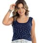 Imagem de Regata Feminina Decote Quadrado Aplique Tachinhas Espelhada Casual Ribana Moda Slim Verão 31424A