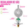 Imagem de Regulador de Gás GLP Registro 1kg/h Seguro Aço Com Manômetro