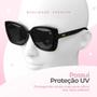 Imagem de Relogio aço feminino + oculos sol + caixa banhado original strass presente inoxidável dourado mostrador preto moda