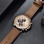 Imagem de Relógio cronógrafo masculino analógico BENYAR com pulseira de couro BY5165M, Brown Rose Gold