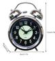 Imagem de Relógio de Mesa Despertador de Inox Retrô Analógico Brilha no Escuro 8cm x 12cm HM5391