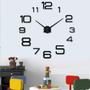 Imagem de Relógio de Parede 3D Decoração Sala Escritório 120cm Preto Grande 1,2m