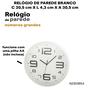 Imagem de Relógio de Parede Redondo Branco 31cm com Números Grandes Visibilidade Fácil e Design Moderno  Evolux