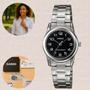 Imagem de Relógio de Pulso Casio Feminino Analógico Prata Redondo Leve Pequeno Casual Original LTP-V001D-1BUDF