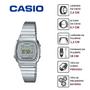 Imagem de Relógio de Pulso Casio Feminino Digital Vintage Clássico Quadrado Pequeno Aço Inóx Resistente Água Retrô Casual Elegante Prata LA670WA-7DF