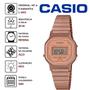 Imagem de Relógio de Pulso Casio Feminino Vintage Pequeno Quadrado Pulseira Aço Inóx Quartz Cronômetro Alarme Digital Casual Rose Gold LA-11WR-5ADF