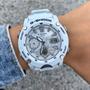 Imagem de Relógio de Pulso Casio G-Shock Masculino Anadigi Branco Azulado Redondo 200 Metros Original Esportivo  GA-2000S-7ADR