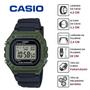 Imagem de Relógio de Pulso Casio Masculino Digital Esportivo Quadrado Prova Dágua 50 Metros Verde Pulseira Resina Preta W-218H-3AVDF