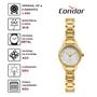 Imagem de Relógio de Pulso Condor Feminino Quartz Analogico Pequeno Redondo Prova Dágua Banhado Ouro Aço Inóx Casual Dourado COPC21JCY/4C