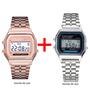 Imagem de Relógio De Pulso Digital Masculino De Luxo Dourado 2 Peças Pulseira De Ligação De Aço Inoxidável