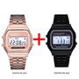 Imagem de Relógio De Pulso Digital Masculino De Luxo Dourado 2 Peças Pulseira De Ligação De Aço Inoxidável