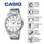 Imagem de Relógio de Pulso Masculino Casio Redondo Aço Inóx Prova Dágua Analógico Casual Prata MTP-V004D