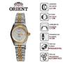 Imagem de Relógio de Pulso Orient Feminino Automático Mecânico 3 Estrelas Casual Pequeno Redondo Aço Inóx Prova Dágua 30 Metros Calendário Duplo Bicolor Dourado Prata 559EB3NH B1SK