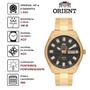 Imagem de Relógio de pulso Orient Masculino Automático 3 Estrelas Casual Resistente Água 100M Dourado 469GP076F G1KX