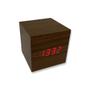 Imagem de Relógio Despertador De Mesa Digital Em LED Elegante Estilo Madeira Formato Cubo