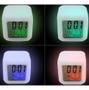 Imagem de Relógio Digital Despertador Cubo Colorido 7 Led Luz Alarme